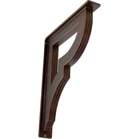 Ekena Millwork Bradford Wrought Iron Bracket, (Triple center brace), Antiqued Copper 2"W x 12"D x 15"H BKTM02X12X15TBRACO